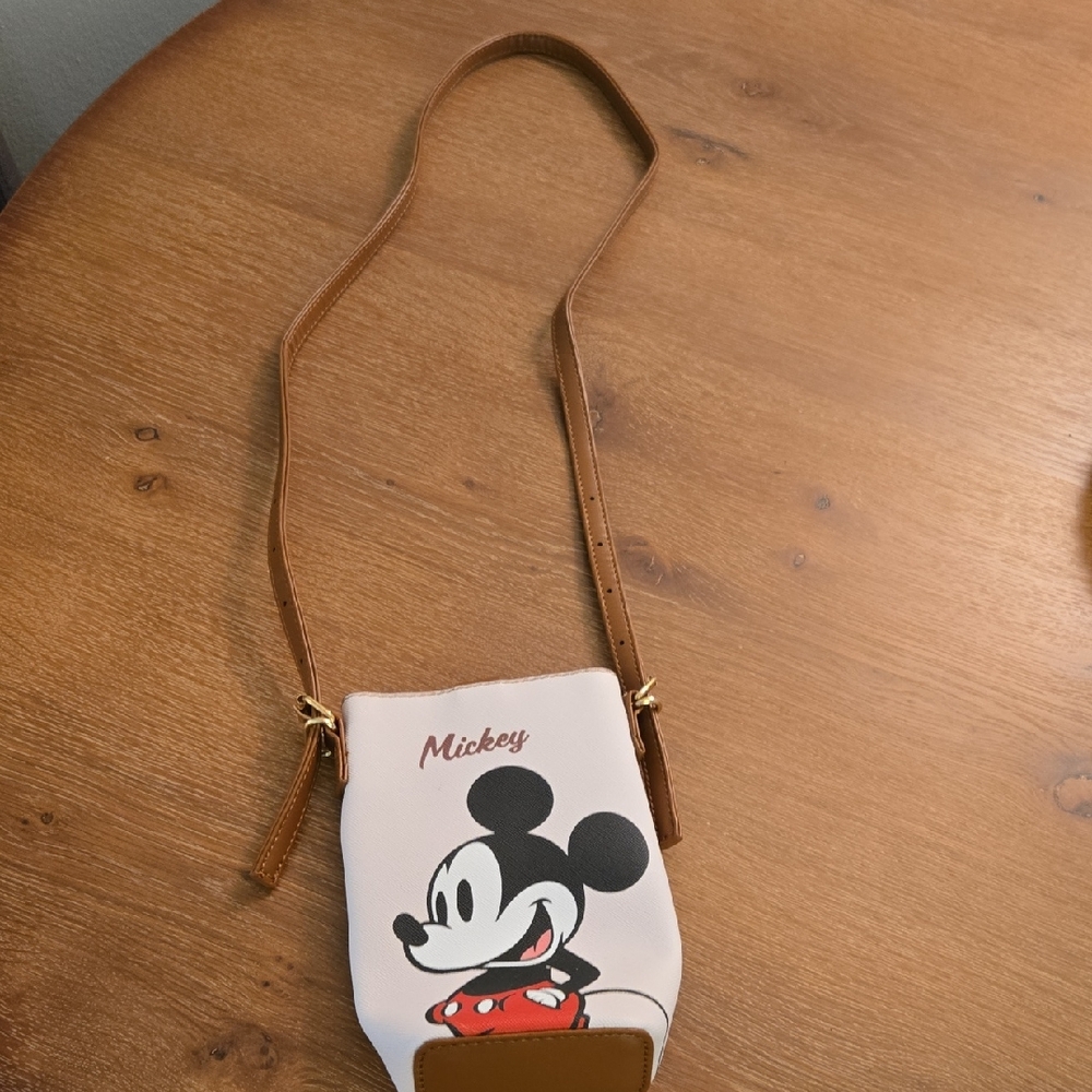 Mickey Mouse White and Brown Crossbody Bag